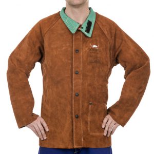 44-7300/P Lava Brown™ skórzana kurtka spawalnicza z dwoiny bydlęcej z plecami z trudnopalnej bawełny