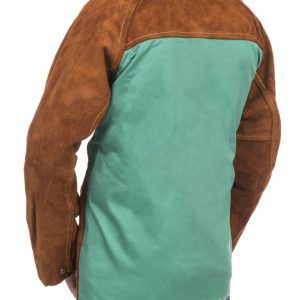 44-7300/P Lava Brown™ skórzana kurtka spawalnicza z dwoiny bydlęcej z plecami z trudnopalnej bawełny